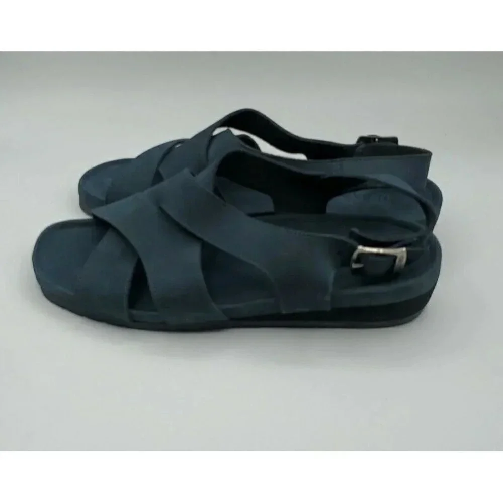 G.H. Bass Sandals Womens Azalea 9 Navy Blue Leather Suede Strappy Comfort Shoes